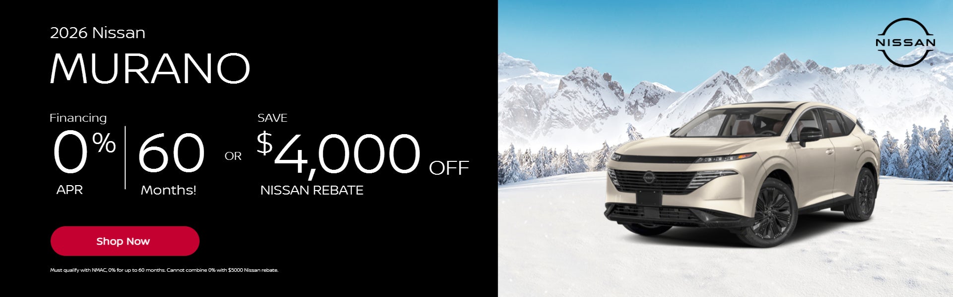 2026 Nissan Murano 0% for 60 months or 