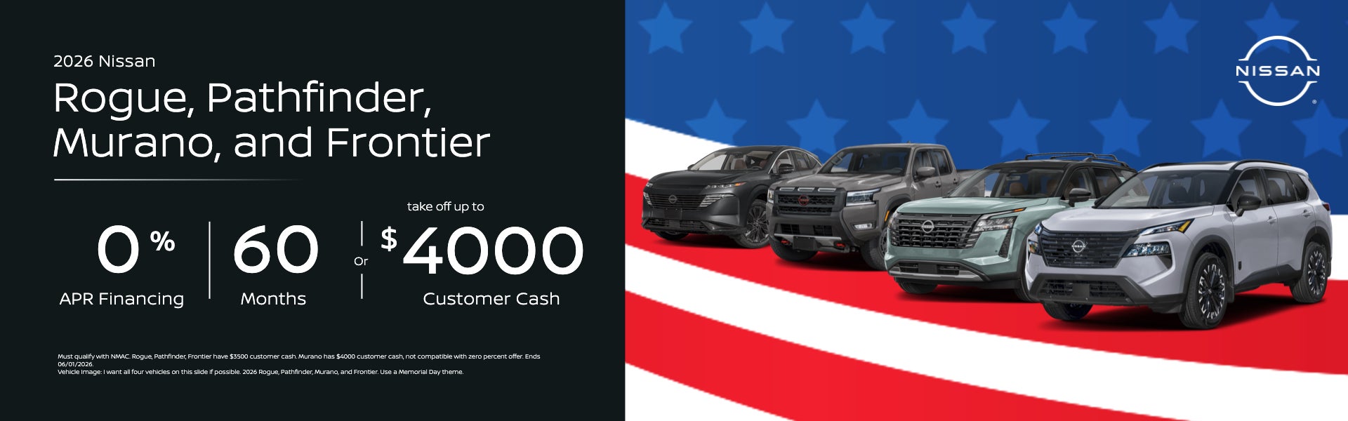 2026 Rogue, Pathfinder, Murano, and Frontier