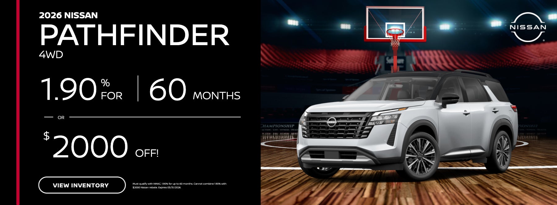 2026 Nissan Pathfinder 4WD 1.90% for 60 months or $2000 off!